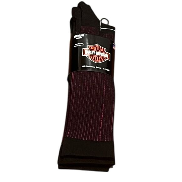 Harley-Davidson Women’s Black and Fuchsia Riding Boot Socks, 2 Pairs, NWT - Picture 1 of 6